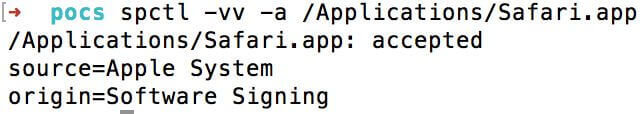 Normal output from a valid Apple signed application bundle